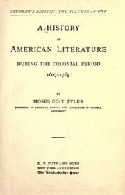 Tapa de A history of American literature during the colonial period, 1607-1765