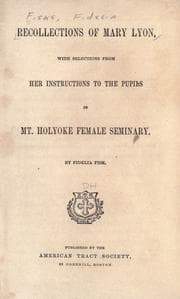 Tapa de Recollections of Mary Lyon