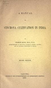Tapa de A manual of Cinchona cultivation in India