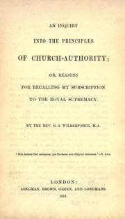 Tapa de An inquiry into the principles of church-authority
