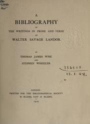 Tapa de A bibliography of the writings in prose and verse of Walter Savage Landor