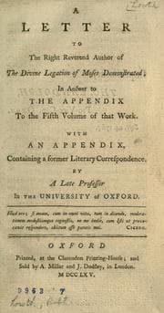 Tapa de A letter to the Right Reverend author of The divine legation of Moses demonstrated