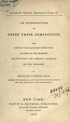 Tapa de An introduction to Greek prose composition