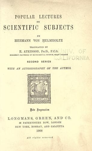 Tapa de Popular lectures on scientific subject