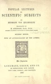 Tapa de Popular lectures on scientific subject