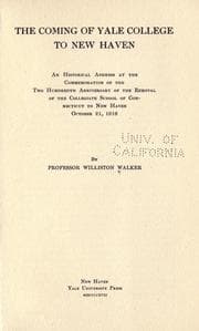 Tapa de The coming of Yale college to New Haven