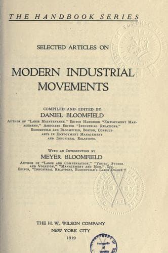 Tapa de Selected articles on modern industrial movements