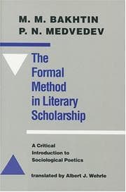 Tapa de Formal Method in Literary Scholarship