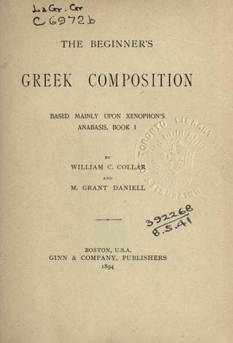 Tapa de The beginner's Greek composition
