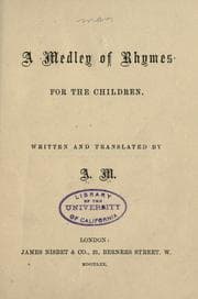 Tapa de A medley of rhymes for the children