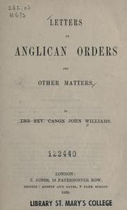 Tapa de Letters on Anglican orders and other matters