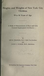 Tapa de Heights and weights of New York city children 14 to 16 years of age