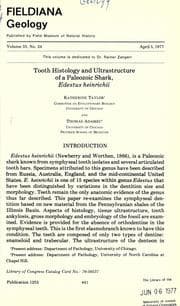 Tapa de Tooth histology and ultrastructure of a Paleozoic shark, Edestus heinrichii
