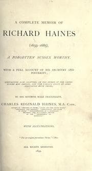 Tapa de A complete memoir of Richard Haines (1633-1685)
