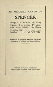 Tapa de An original canto of Spencer