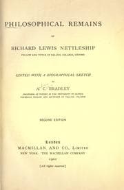 Tapa de Philosophical remains of Richard Lewis Nettleship