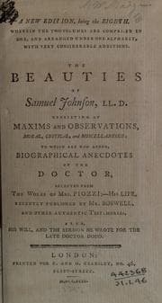 Tapa de The beauties of Samuel Johnson, consisting of maxims and observations, moral, critical, and miscellaneous to which are now added, biographical anecdotes of the doctor, selected from the works of Mrs. Piozzi