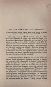 Tapa de The new epoch and the university