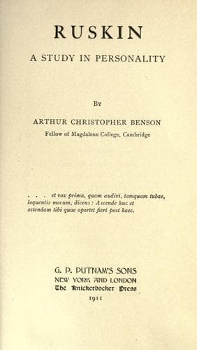 Tapa de Ruskin; A Study In Personality