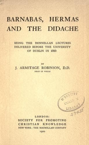 Tapa de Barnabas, Hermas and the Didache