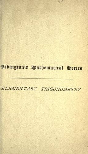 Tapa de Elementary trigonometry.