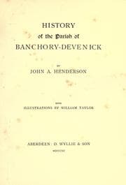 Tapa de History of the parish of Banchory-Devenick