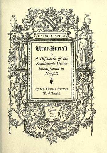 Tapa de Hydriotaphia, urne-buriall