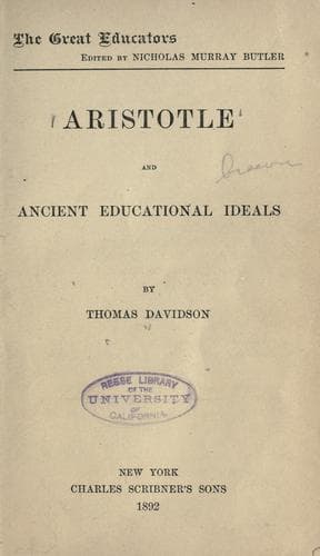 Tapa de Aristotle and ancient educational ideals