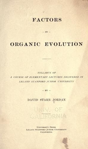 Tapa de The factors in organic evolution