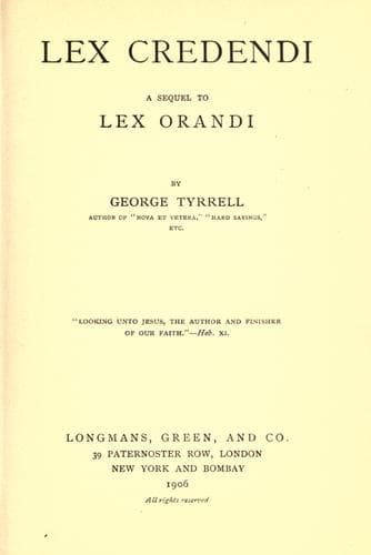 Tapa de Lex credendi