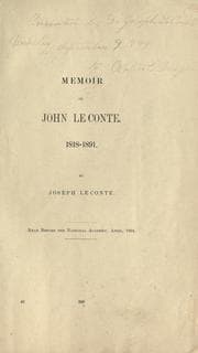 Tapa de Memoir of John LeConte, 1818-1891