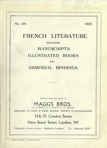 Tapa de French literature including manuscripts..