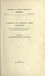 Tapa de A history of California labor legislation