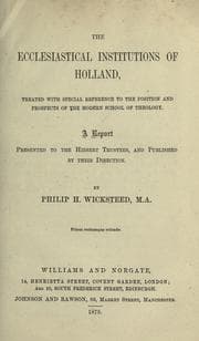Tapa de The ecclesiastical institutions of Holland
