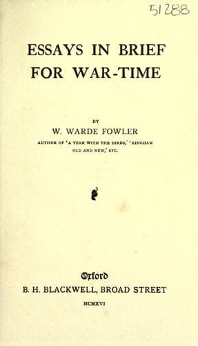Tapa de Essays in brief for war-time