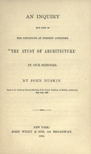 Tapa de An inquiry into some of the conditions at present affecting "the study of architecture" in our schools