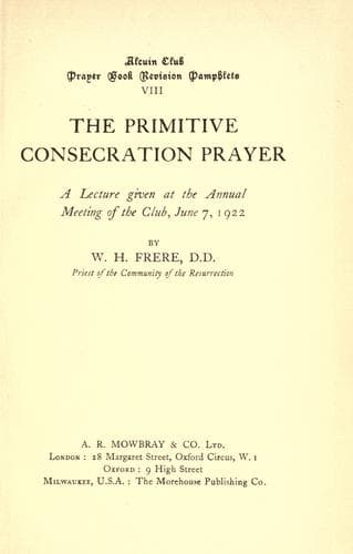 Tapa de The primitive consecration prayer