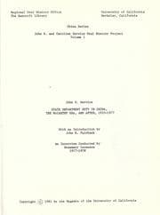 Tapa de State Department duty in China, the McCarthy Era, and after, 1933-1977