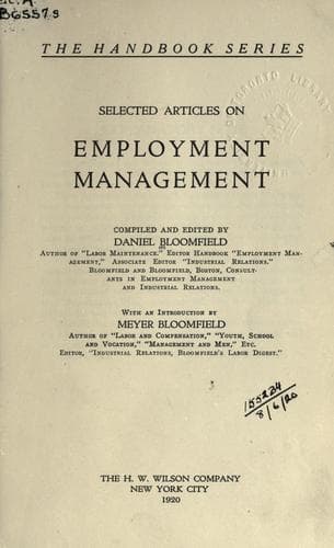Tapa de Selected articles on employment management