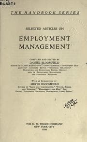 Tapa de Selected articles on employment management
