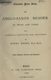 Tapa de An Anglo-Saxon reader in prose and verse, with grammatical introd., notes, and glossary