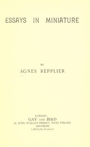 Tapa de Essays in miniature