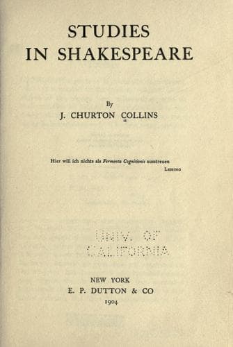 Tapa de Studies in Shakespeare
