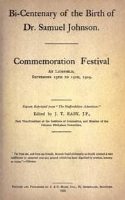 Tapa de Bi-centenary of the birth of Dr. Samuel Johnson