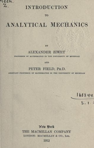 Tapa de Introduction to analytical mechanics.