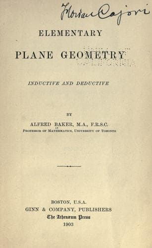 Tapa de Elementary plane geometry