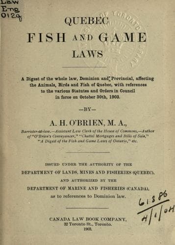 Tapa de Quebec fish and game laws