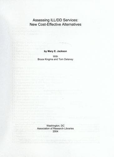 Tapa de Assessing ILL/DD services