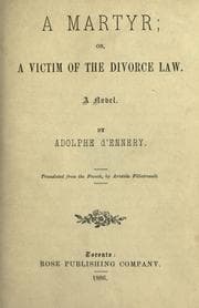 Tapa de A martyr ; or, A victim of the divorce law
