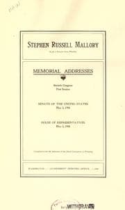 Tapa de Stephen Russell Mallory (late a senator from Florida)